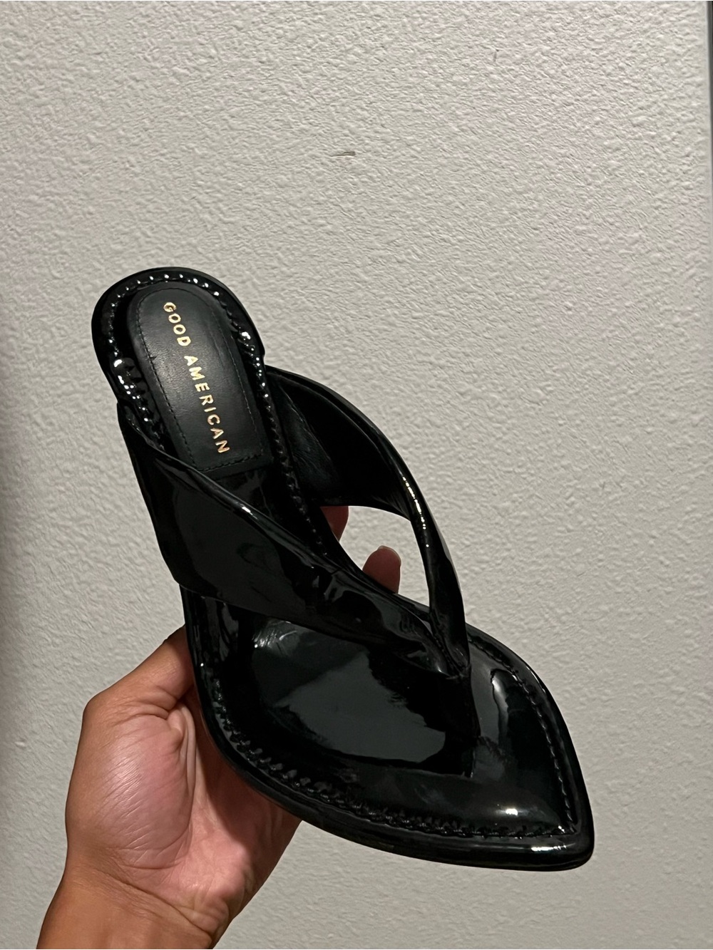 NIB Good American Cinder-f*cking-rella Black Patent Wedge - Picture 6 of 7
